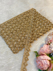 (Wholesale pack of 9 meter ) Lace Border With Stone and Pearl Work