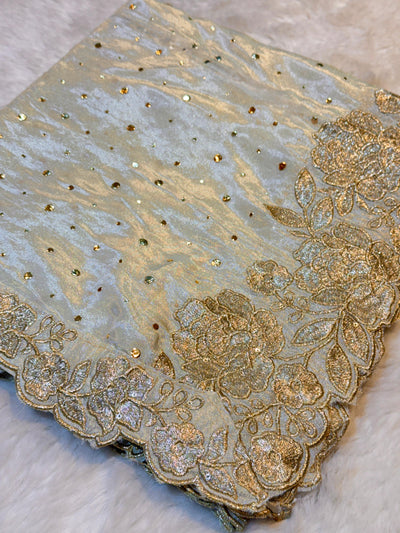 Pure Zari Tissue Booti Dupatta Dyeable 2.50 meter length