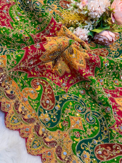 Pure Chinon Leher Handwork  Dupatta With real mirror work 2.50 meter length