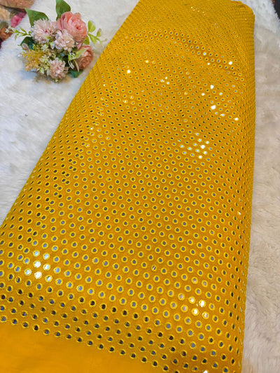 Pure Viscose Georgette Mirrror Embroidery 44 inch width