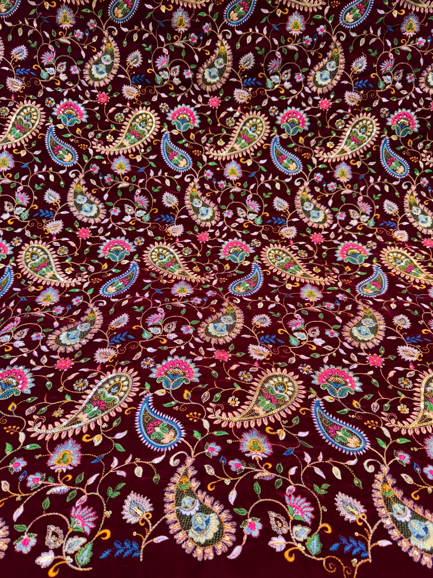 Pure Velvet Paisley Embroidery 44 inch width