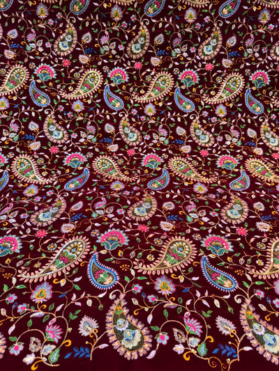 Pure Velvet Paisley Embroidery 44 inch width