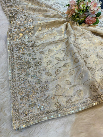 Sohana Silk Tissue Dupatta With Zari and Sequins work Dyeable