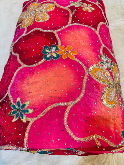 Zeeshan Pure Crape Print with Mukesh Embroidery 44 Inch widh