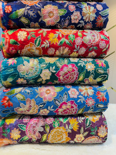 Iqra Pure Chinon  Handwork Embroidery 44 Inch width