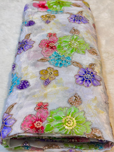 Anaya Pure Crape Handwork Embroidery With Floral Prints 44 Inch Width