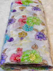 (Precut of 1.15 Meter) Anaya Pure Crape Handwork Embroidery With Floral Prints 44 Inch Width