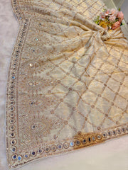 Mehz pro Zari Tissue Handwork Faux mirror Dyeable Dupatta (2.40 meter length)