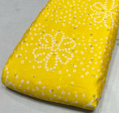 (Precut of 1.40 Meter) Pure Chinon Bandhej With Sequins Work 44 inch width