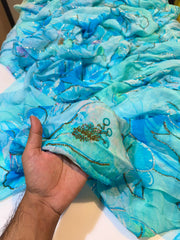 (Precut of 1.35 Meter) Rosa Pure Viscose Organza Embroidery