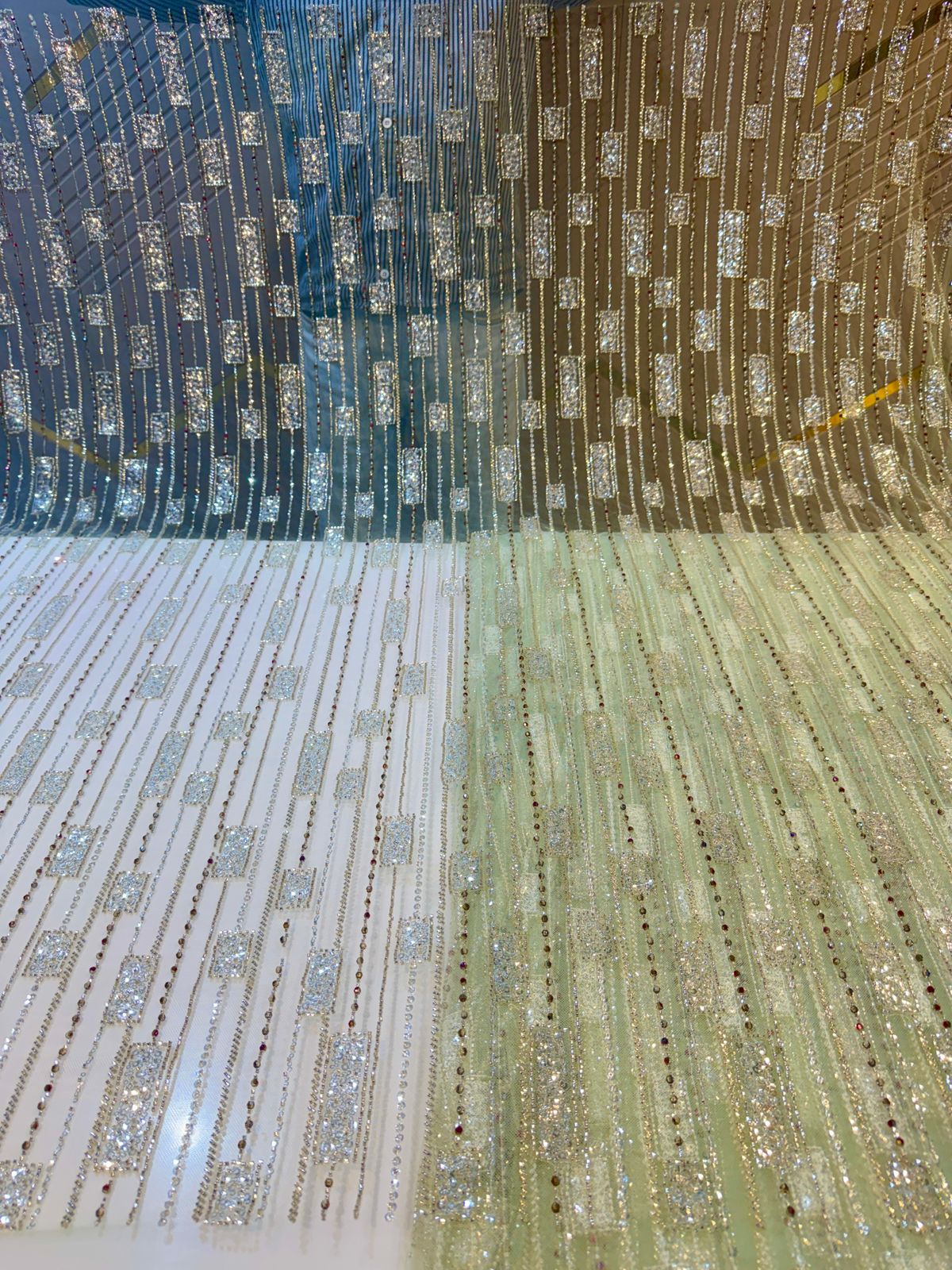 Imported Net Handwork Embroidery Crystal and Cutdana work 54 Inch width