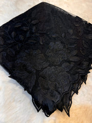 Saisha Black Net Scalloped Dupatta With Floral Royal Cutwork 2.35 meter length