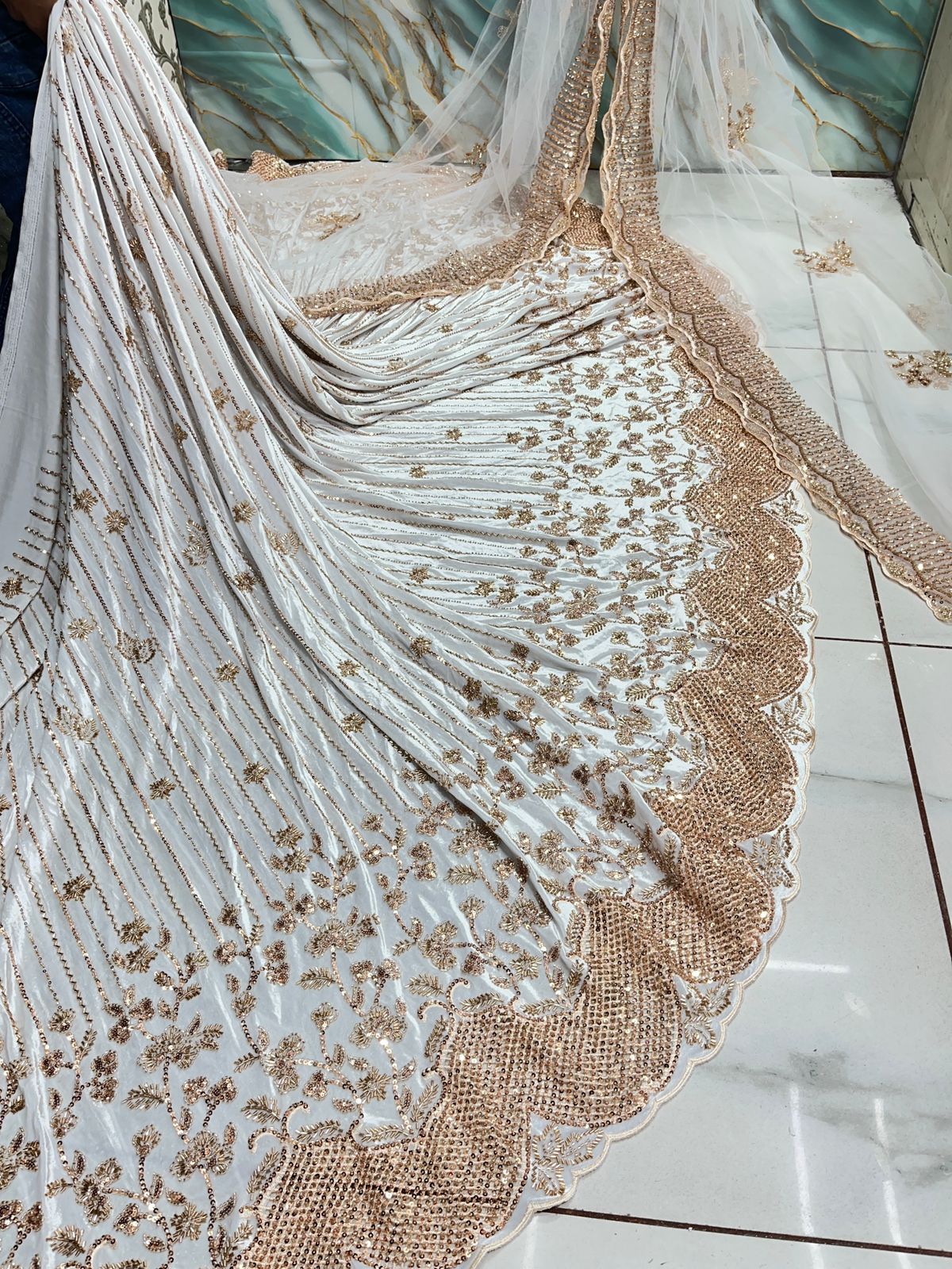 (Mix and Match ) Pure Velvet Handwork Embroidery 54 inch width / Net Dupatta With Two side Borders  37 inch width