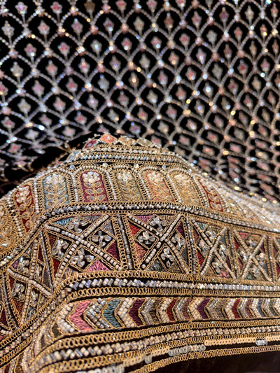 Velvet Handwork Big width Embroidery 48 inch Daman style