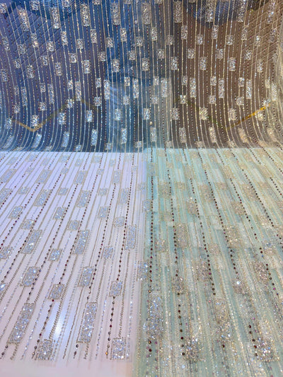 Imported Net Handwork Embroidery Crystal and Cutdana work 54 Inch width