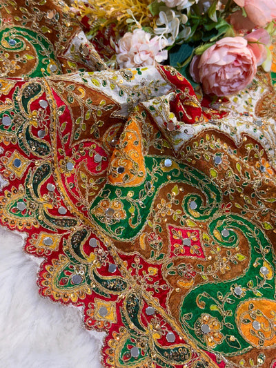 Pure Chinon Leher Handwork  Dupatta With real mirror work 2.50 meter length