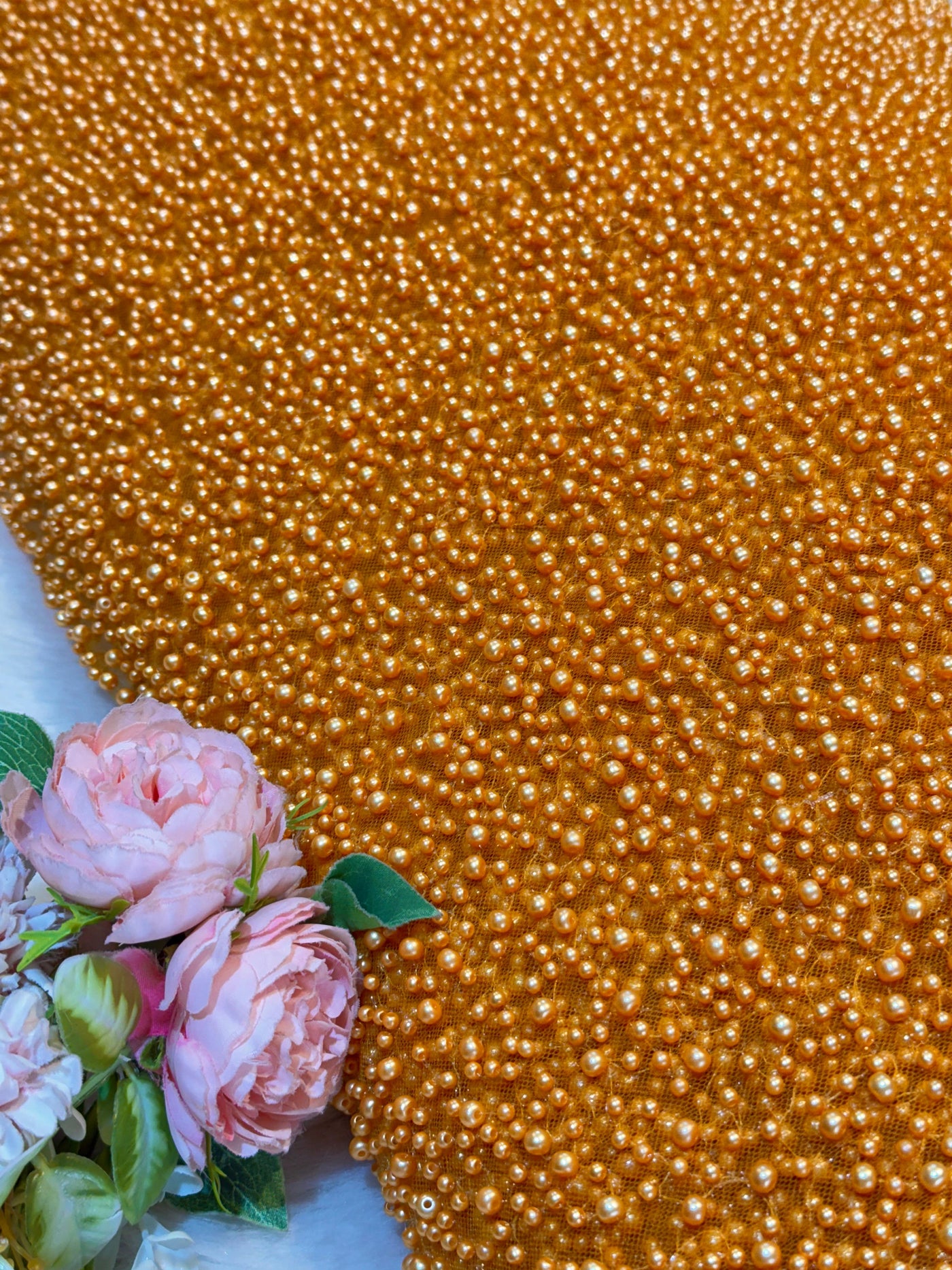 Imported Handwork Net Embroidery With Scattered Pearls Work 54 inch width