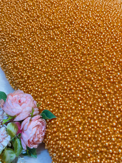 Imported Handwork Net Embroidery With Scattered Pearls Work 54 inch width