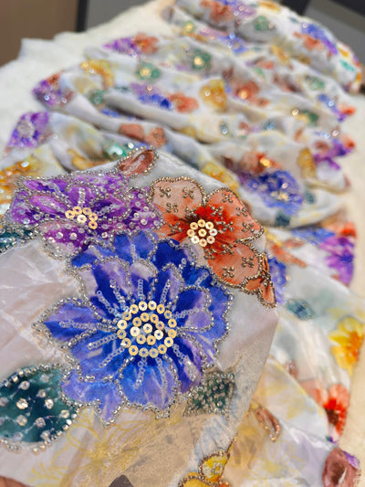 Anaya Pure Crape Handwork Embroidery With Floral Prints 44 Inch Width