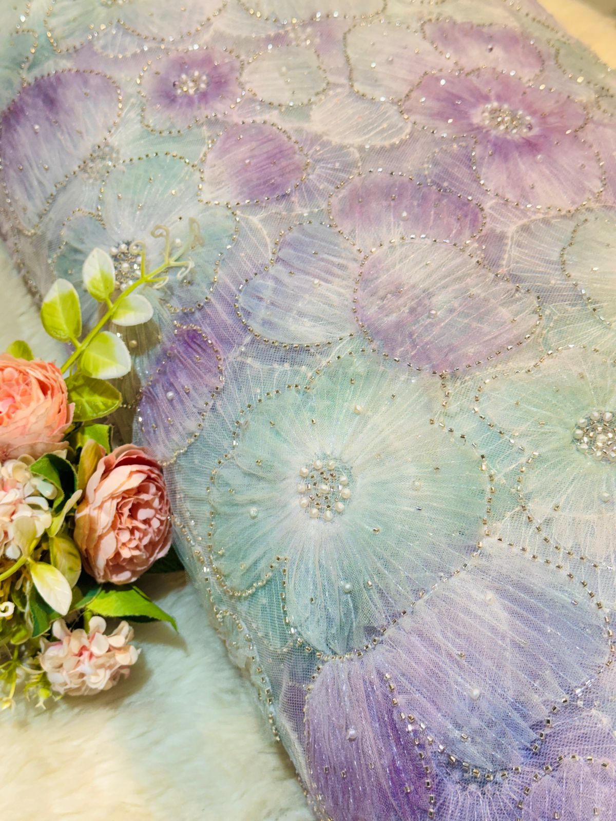 Fiza Applique Handwork Net Embroidery 54 inch width