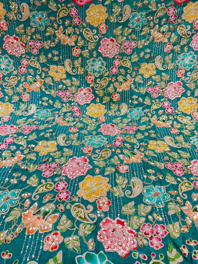 Azda Pure Crape Handwork Embroidery 44 Inch Width