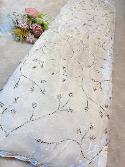 Pure Viscose Velvet Handwork Embroidery 44 Inch Width Dyeable