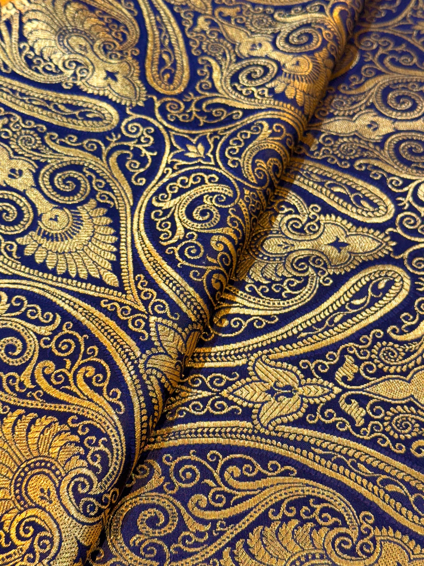Navy Blue Banarsi Brocades Talwar Pattern 44 inch width (P)