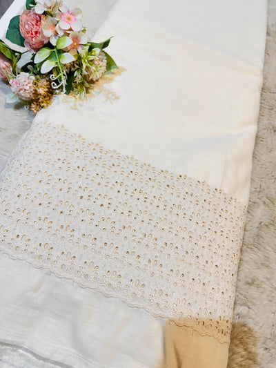Pure Cotten Chikankari Cutwork For palazzo and Salwars 48 Inch width