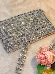 (Wholesale pack of 9 meter ) Lace Border With Stone and Mirror work
