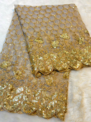 Net Heavy Scalloped Dyeable Dupatta With Gold Work 37 Inch Width
