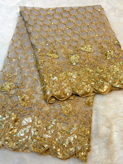Net Heavy Scalloped Dyeable Dupatta With Gold Work 37 Inch Width