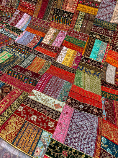 Silk Parchwork Lace Fabric Checks Pattern 48 inch width