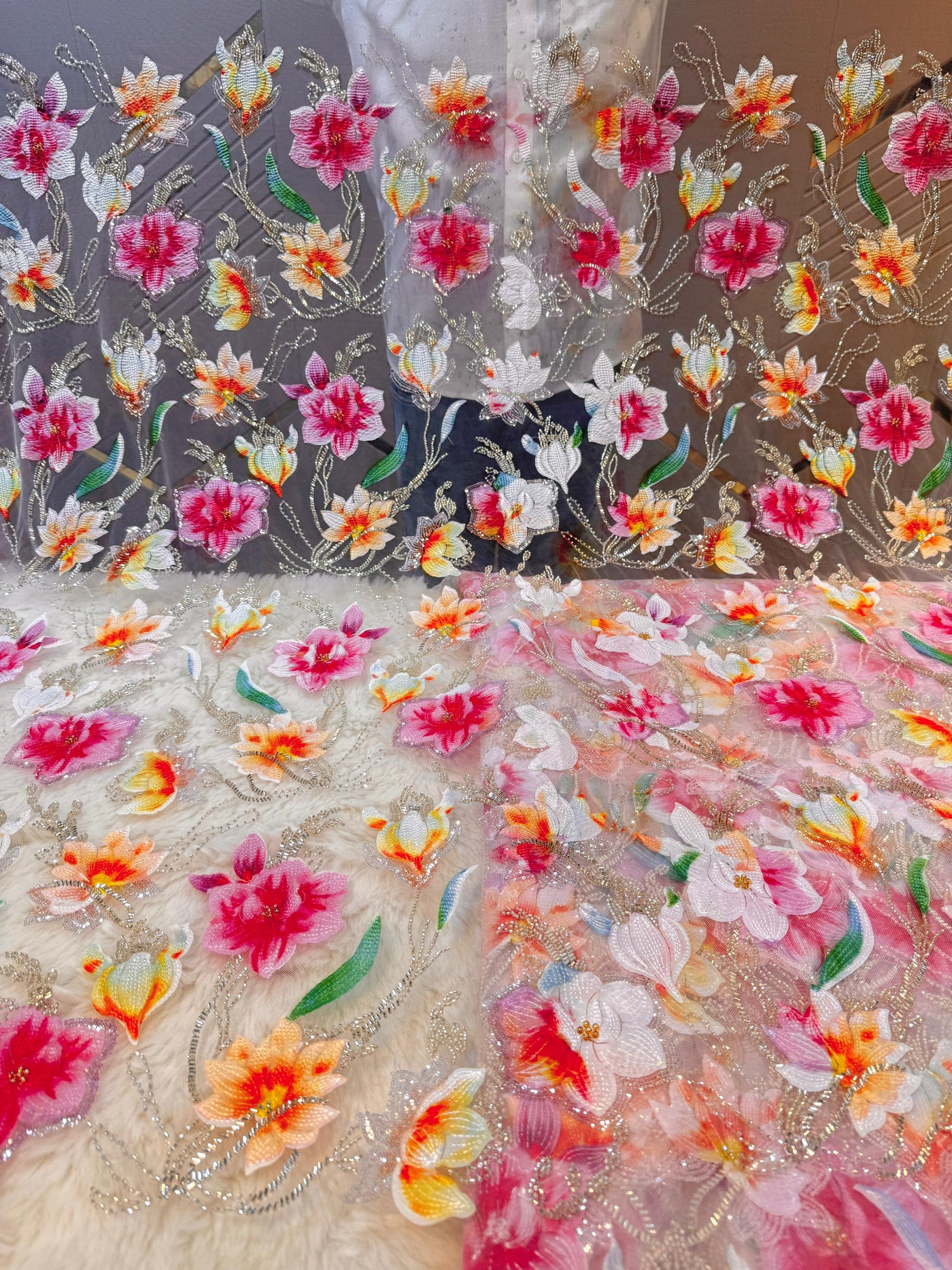 Zoya Appliqué Handwork Net Embroidery With Florals 54 inch width