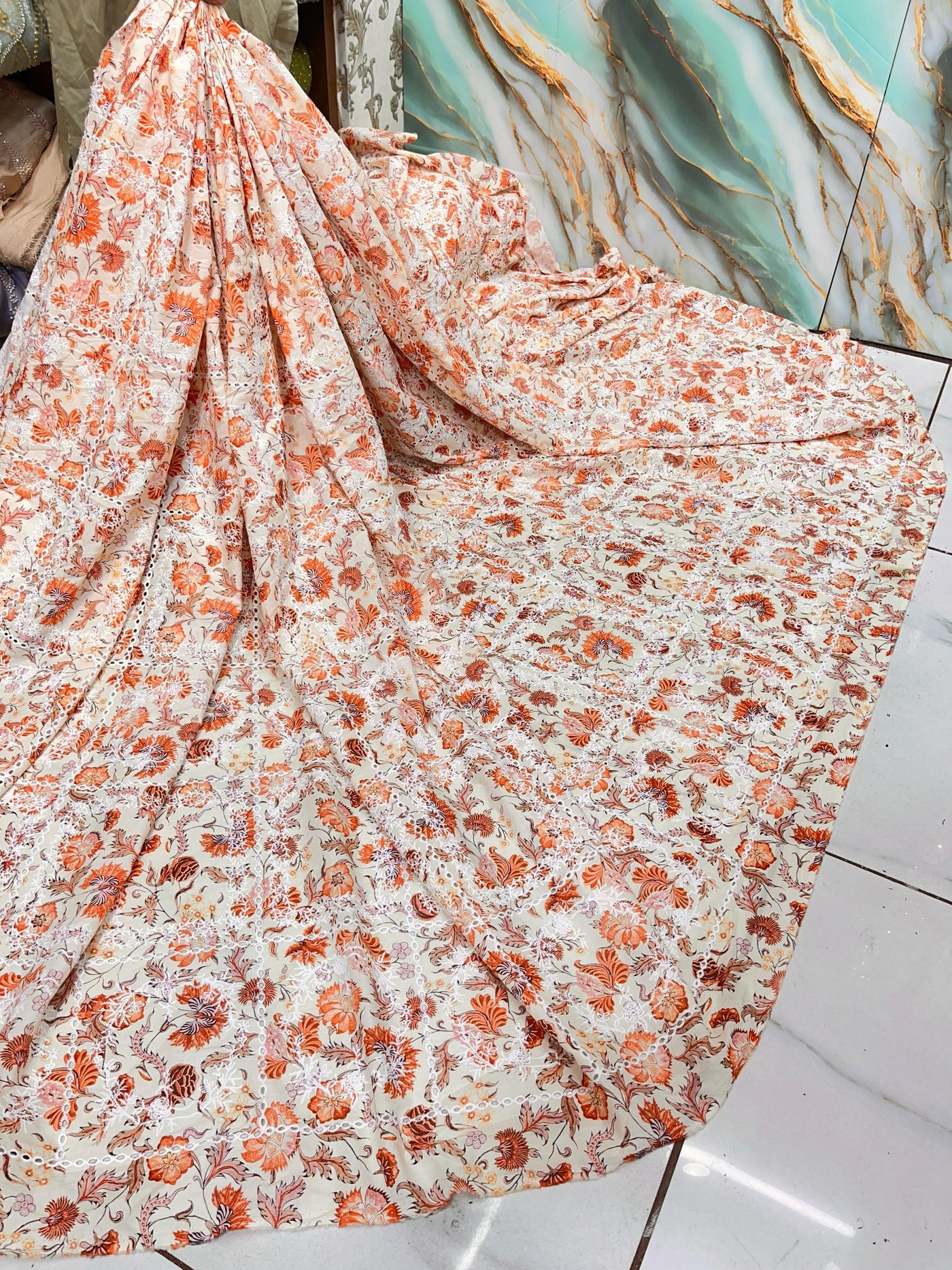 Pure Cotten floral Hakoba Embroidery 50 Inch width