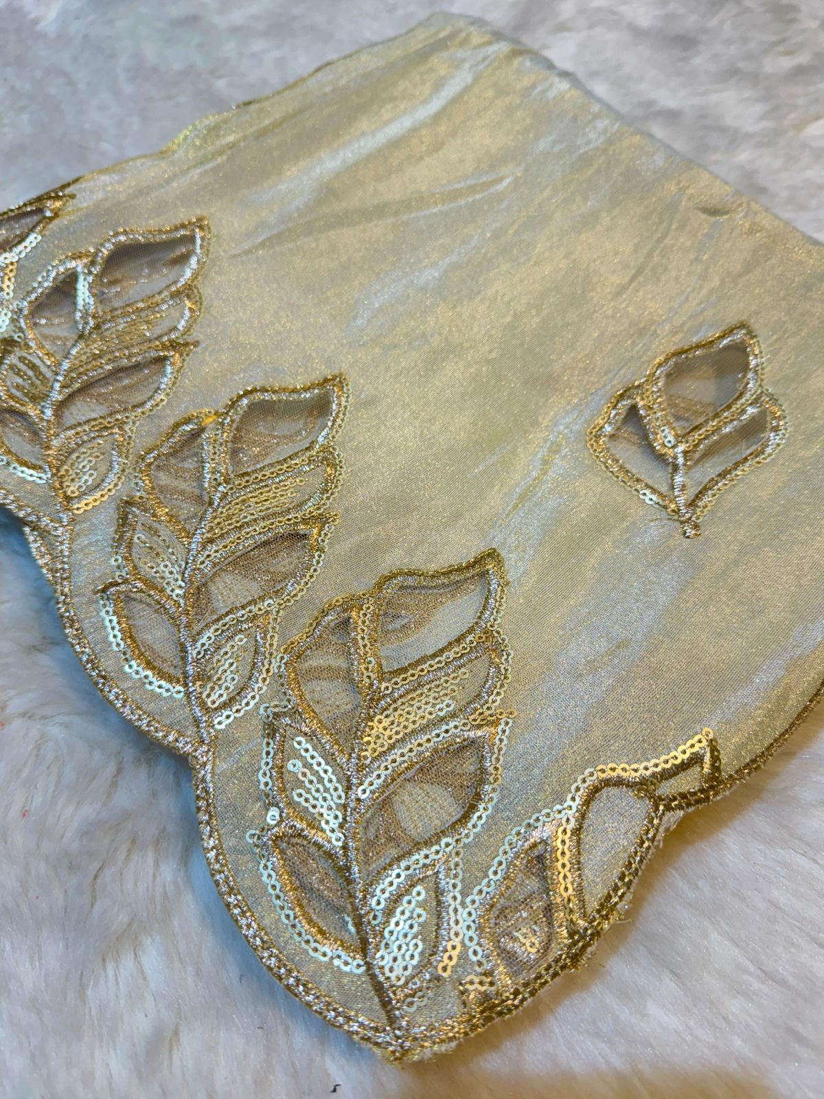Aza Pure Zari Tissue Cutwork Dupatta Dyeable 2.35 meter length