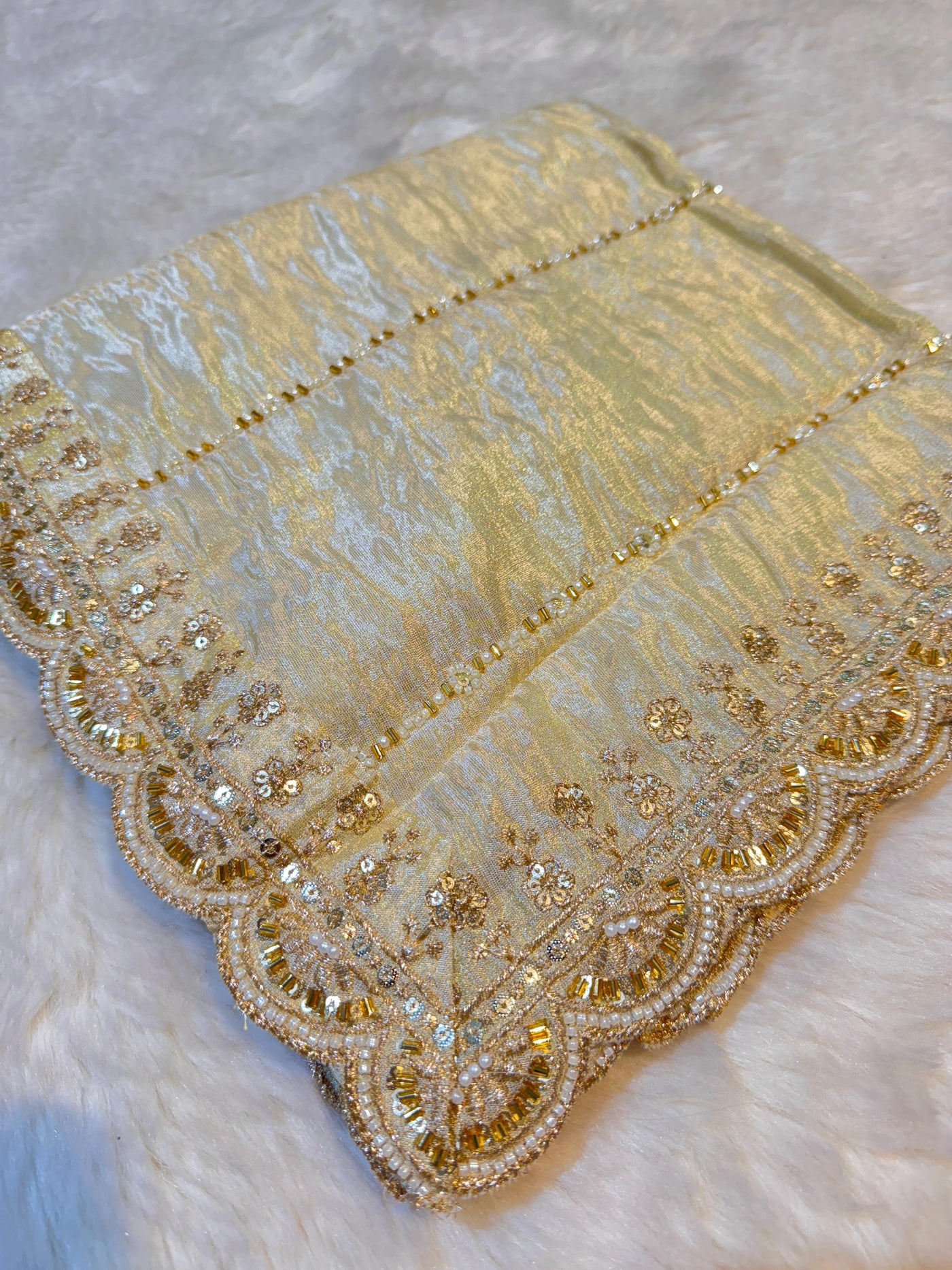 Mehz Zari Tissue Handwork Dyeable Dupatta (2.40 meter length)