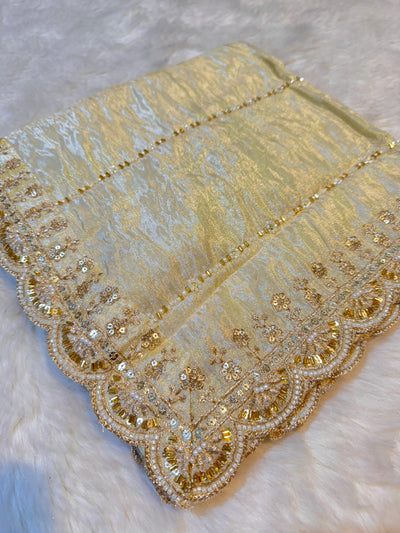Mehz Zari Tissue Handwork Dyeable Dupatta (2.40 meter length)