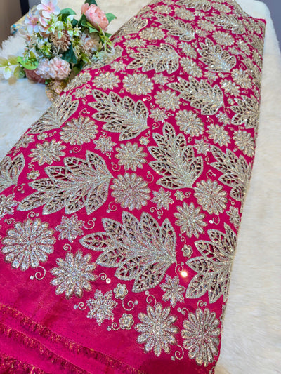 Nagma Pure Zari Tissue Cutwork Embroidery with Sequins and Zari 44 inch width