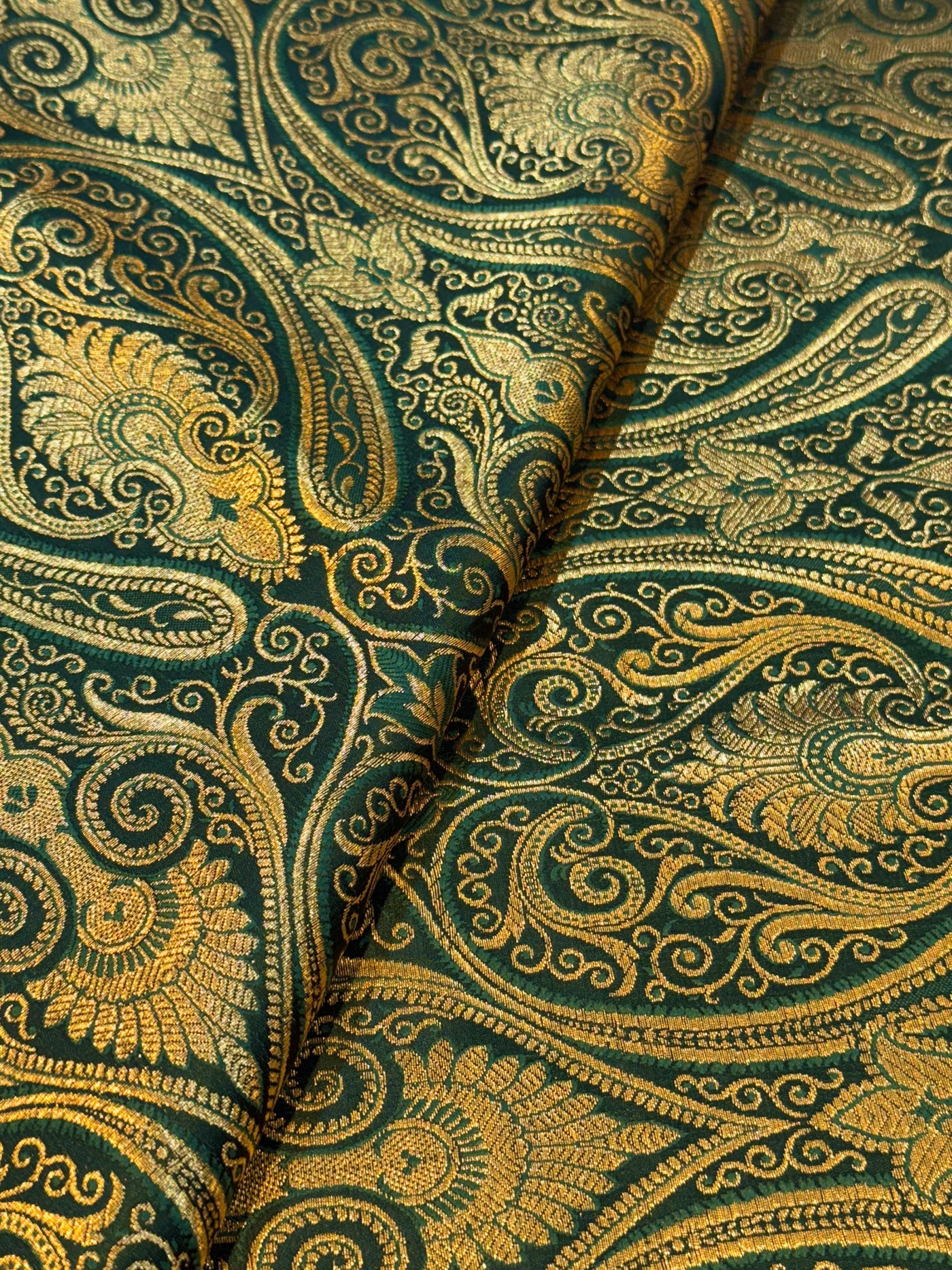 Bottle Green Banarsi Brocades Talwar Pattern 44 inch width (P)