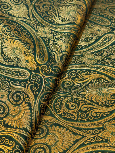 Bottle Green Banarsi Brocades Talwar Pattern 44 inch width (P)