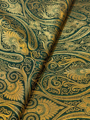 (Precut of 1.50 Meter) Bottle Green Banarsi Brocades Talwar Pattern 44 inch width