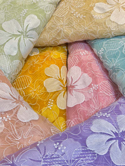 Aina Floral Organza Chikankari Embroidery 44 Inch Width