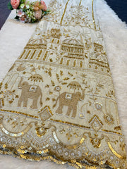 (Precut of 2 Meter) Tancy Zari Tissue Handwork Embroidery 50 Inch width