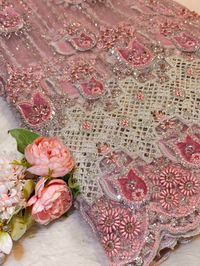Imported Handwork Net Embroidery with Velvet Applique Work 54 inch width