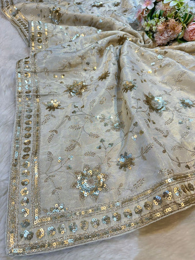 Sohana Silk Tissue Dupatta With Zari and Sequins work Dyeable