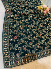 Rama Green Velvet Limited Edition Dupatta With Embroidery 2.40 meter length