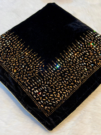 Black Velvet stoles With Stone Work 2.10 meter length 37 inch width