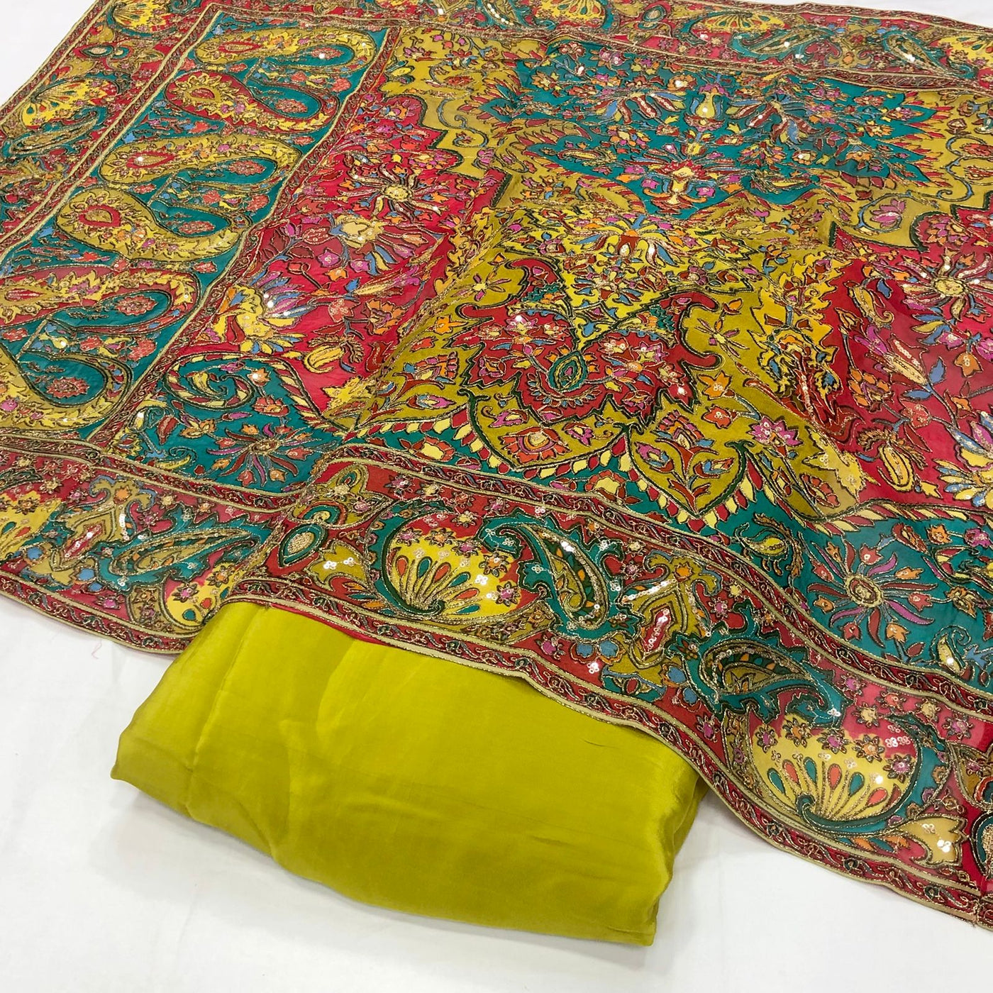 Pure Georgette Itar Dupatta With Pure Crape Suits (optional )