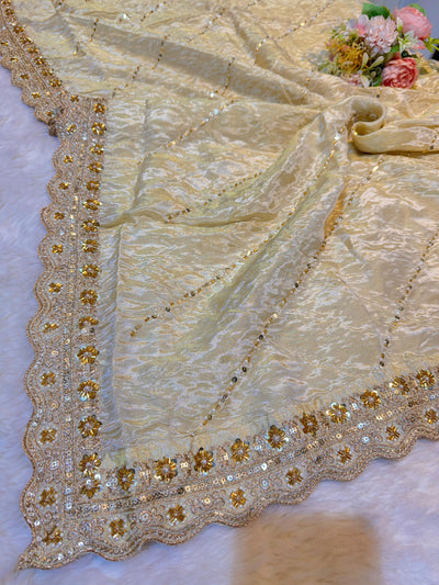 Mehz Zari Tissue Handwork Dyeable Dupatta (2.40 meter length)