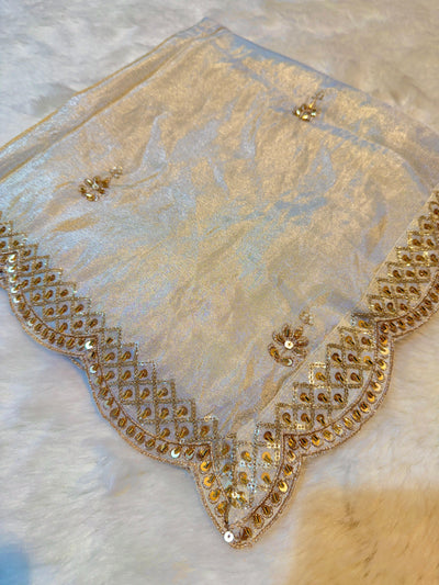 Mehz Zari Tissue Handwork Dyeable Dupatta (2.40 meter length)
